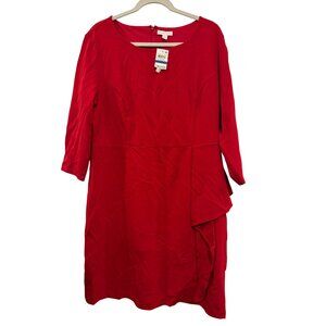 Charter Club Red Ruffle Sheath Dress Womens XL Polyester Blend